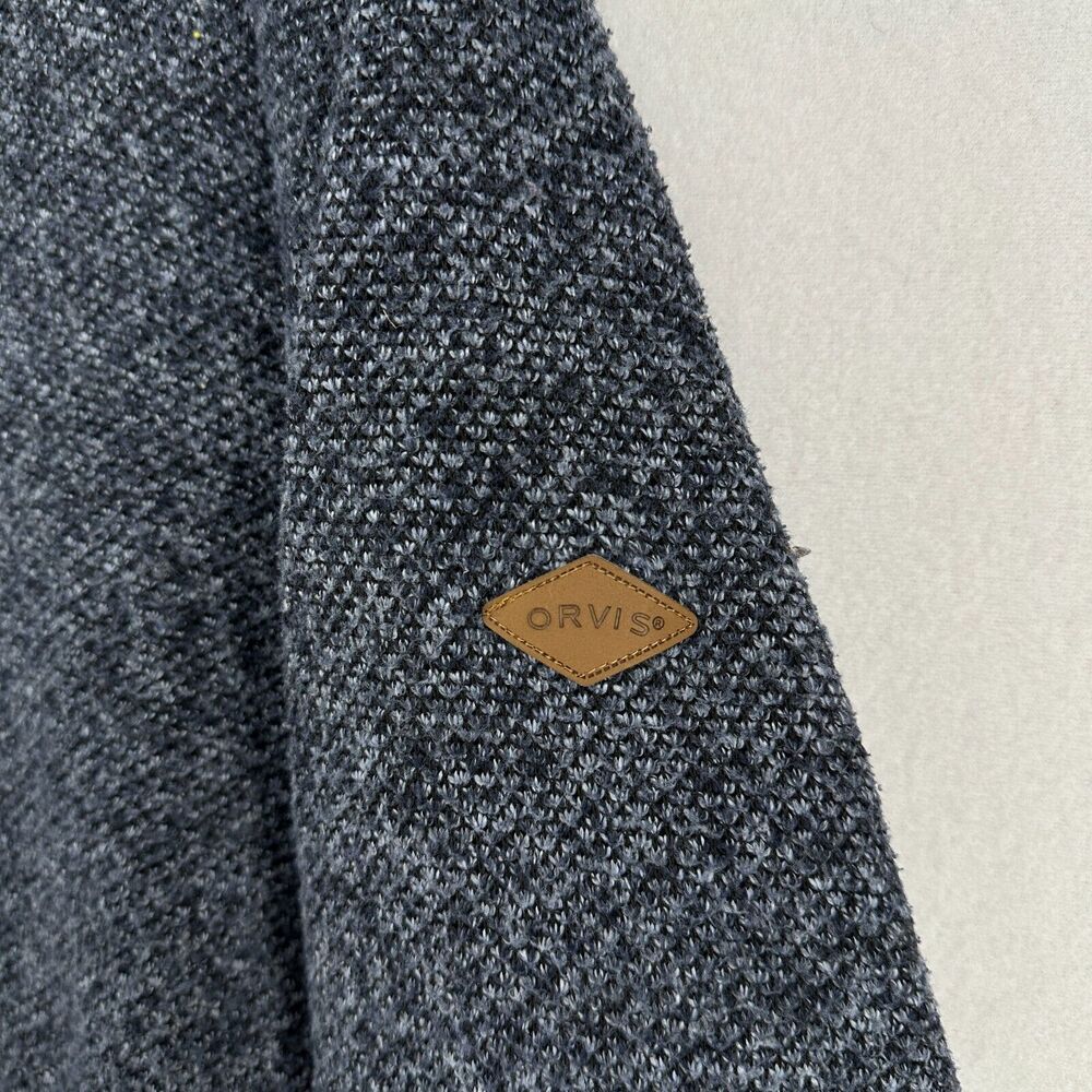 ORVIS Sweater Mens XL Brighton Sherpa Fleece Lined 1/4 Zip Marled Pullover Blue - Picture 9 of 16